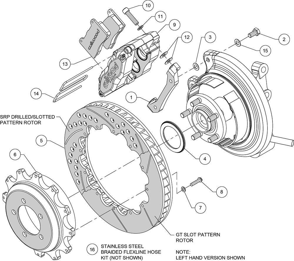 Wilwood 140-13013 - Dynapro Radial Brake Kit For OE Parking Brake