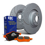 S8 Orangestuff Brake Pads and GD Slotted and Dimpled Brake Rotors, 2-Wheel Set