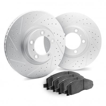 Dynamic Friction 2412-40023 - Brake Kit - Hi Carbon Drilled and Slotted Rotors and 1400 Brake Pads With Hardware
