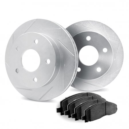 Dynamic Friction 2712-02024 - Brake Kit - Slotted Coated Carbon Alloy Brake Rotor and Active Performance 309 Brake Pads