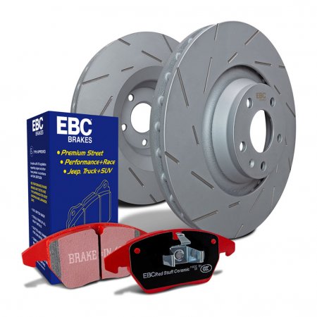 EBC Brakes S4KF1336 - S4 Redstuff Disc Brake Pad Set and USR Sport Slotted Brake Rotors, 2-Wheel Set