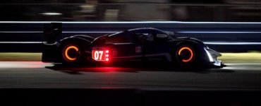 glowing brake pads on a race car