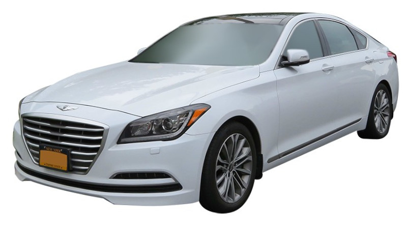 White Hyundai Genesis front quarter
