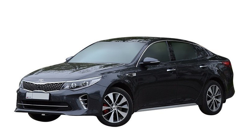 Front view of black Kia Optima