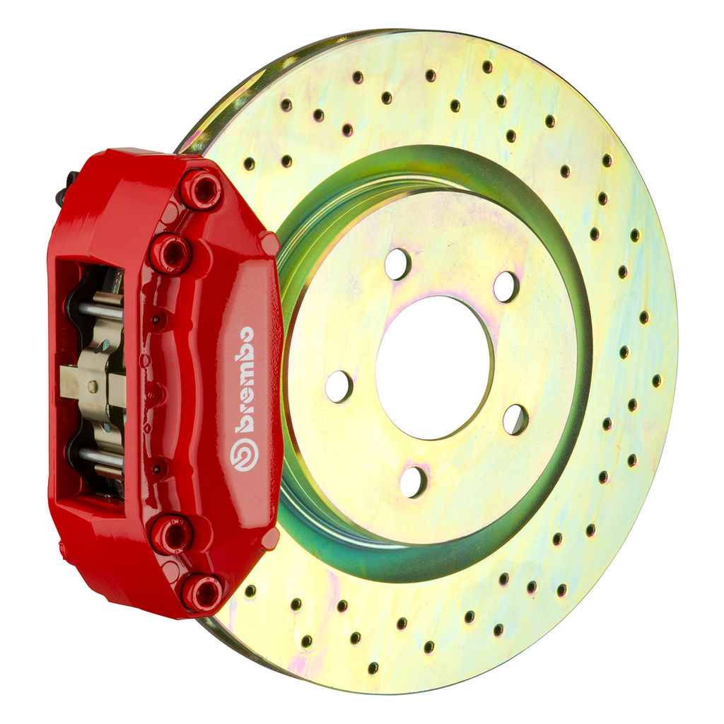 Brembo 1A4.6008A2 - Brake Kit, GT Series, Drilled 330mm x 28mm 1-Piece Rotor, 4-Piston Red Caliper