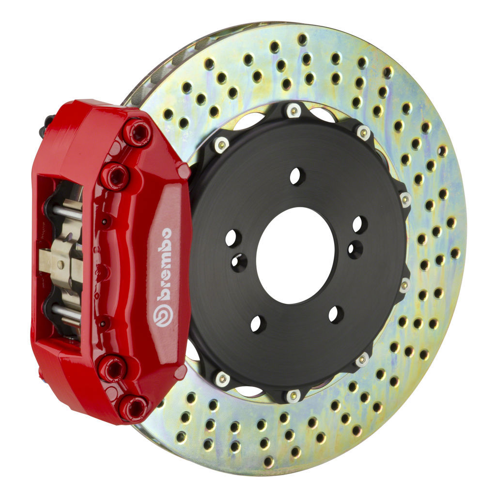 Brembo 111.6011A2 - Brake Kit, GT Series, Drilled 328mm x 28mm 2-Piece Rotor, 4-Piston Red Caliper