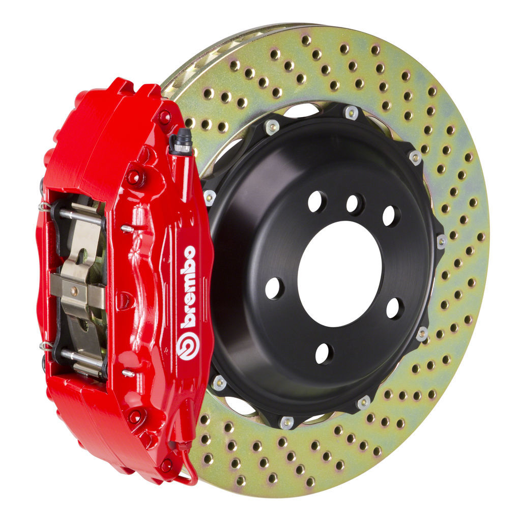 Brembo 1H1.8001A2 - Brake Kit, GT Series, Drilled 355mm x 32mm 2-Piece Rotor, 4-Piston Red Caliper