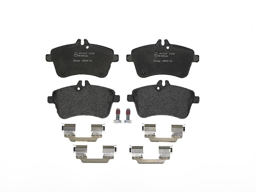 Brembo P50057 - Disc Brake Pad Set, 2-Wheel Set, Low-Metallic, Chamfered, FMSI - D1357
