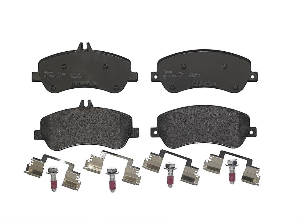 Brembo P50086 - Disc Brake Pad Set, 2-Wheel Set, Low-Metallic, Chamfered, FMSI - D1406