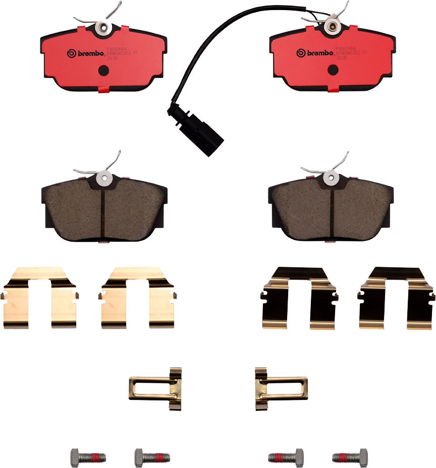 Brembo P85046N - Disc Brake Pad Set, 2-Wheel Set, NAO, Ceramic, Chamfered & Slotted