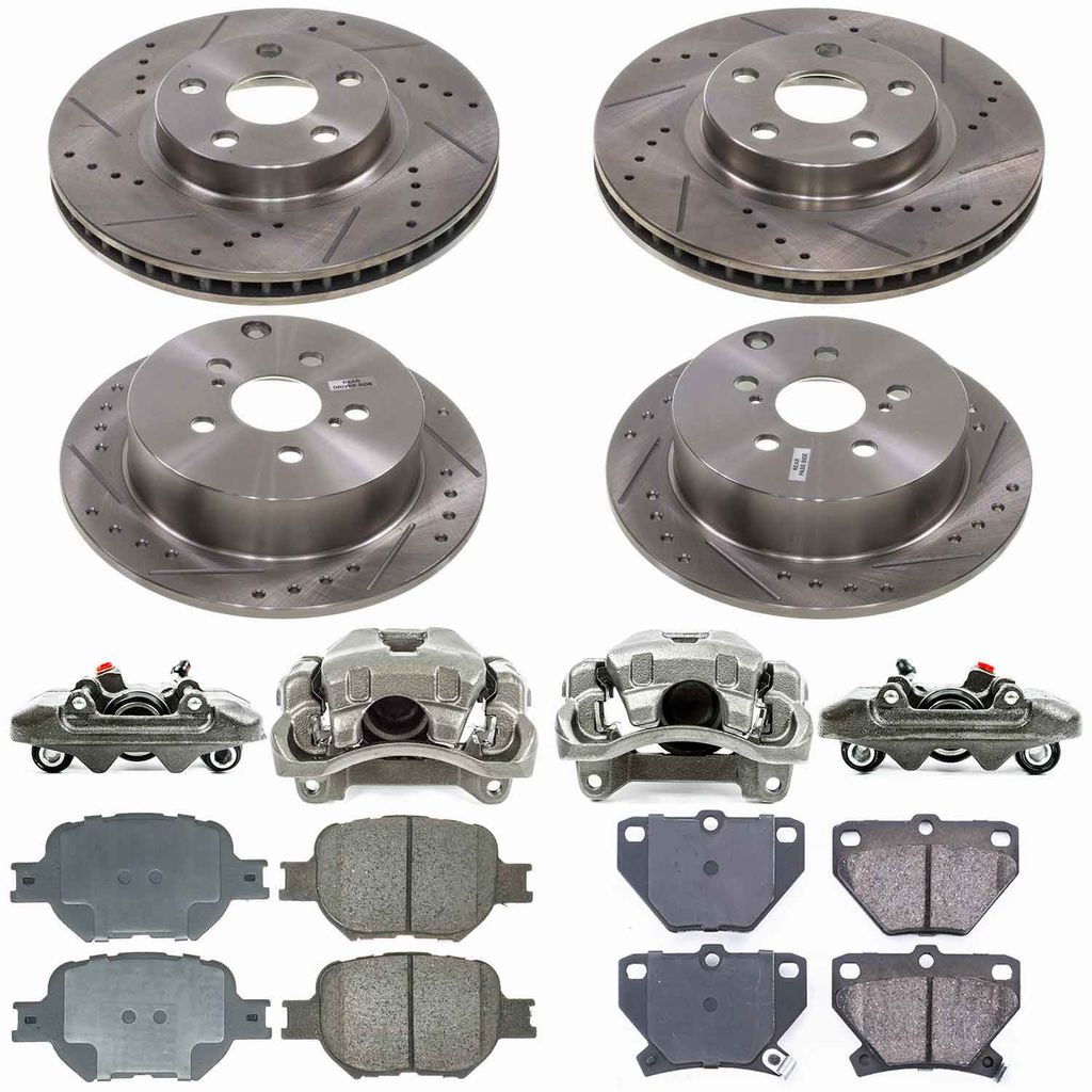 Callahan CCD111593B - Brake Kit with Drilled & Slotted Rotors, Calipers, and Ceramic Pads, 4-Wheeel Set