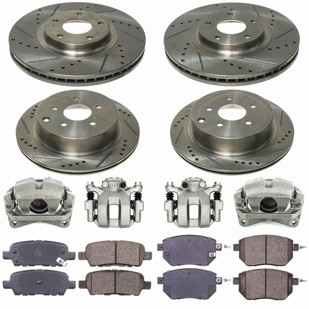 Callahan CCD111714A - Brake Kit with Drilled & Slotted Rotors, Calipers, and Ceramic Pads, 4-Wheeel Set