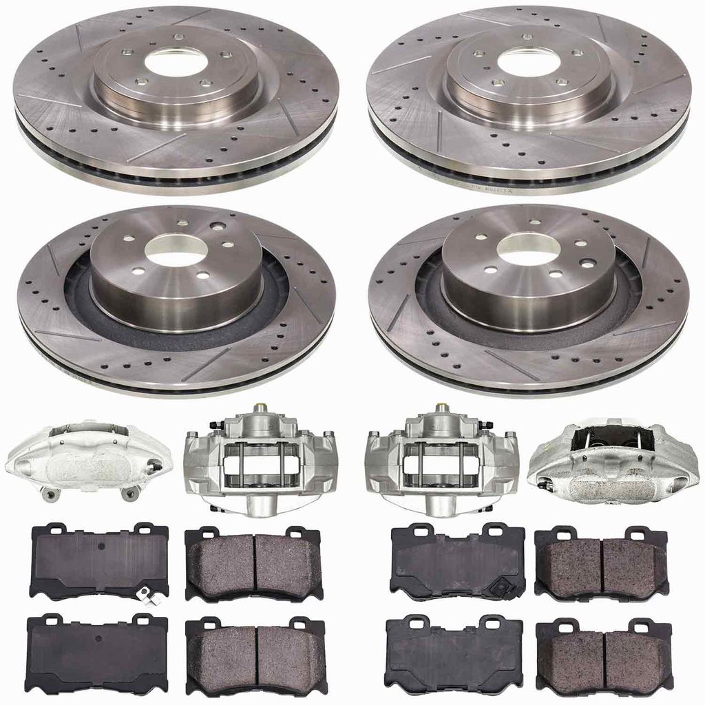 Callahan CCD112018B - Brake Kit with Drilled & Slotted Rotors, Calipers, and Ceramic Pads, 4-Wheeel Set