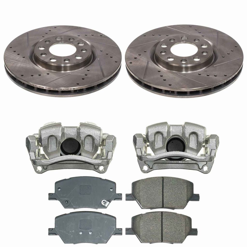 Callahan CCD114486B - Brake Kit with Drilled & Slotted Rotors, Calipers, and Ceramic Pads, 2-Wheeel Set