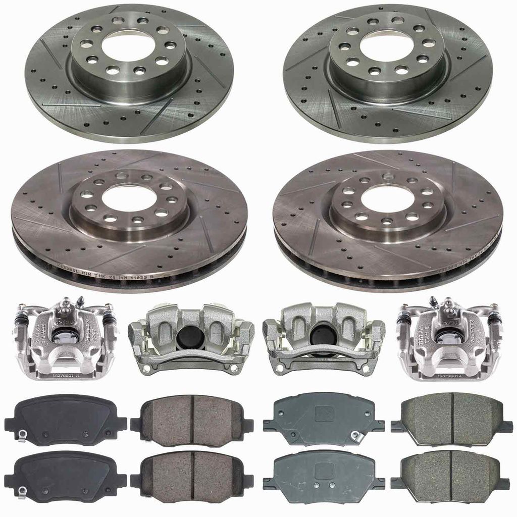 Callahan CCD114487 - Brake Kit with Drilled & Slotted Rotors, Calipers, and Ceramic Pads, 4-Wheeel Set
