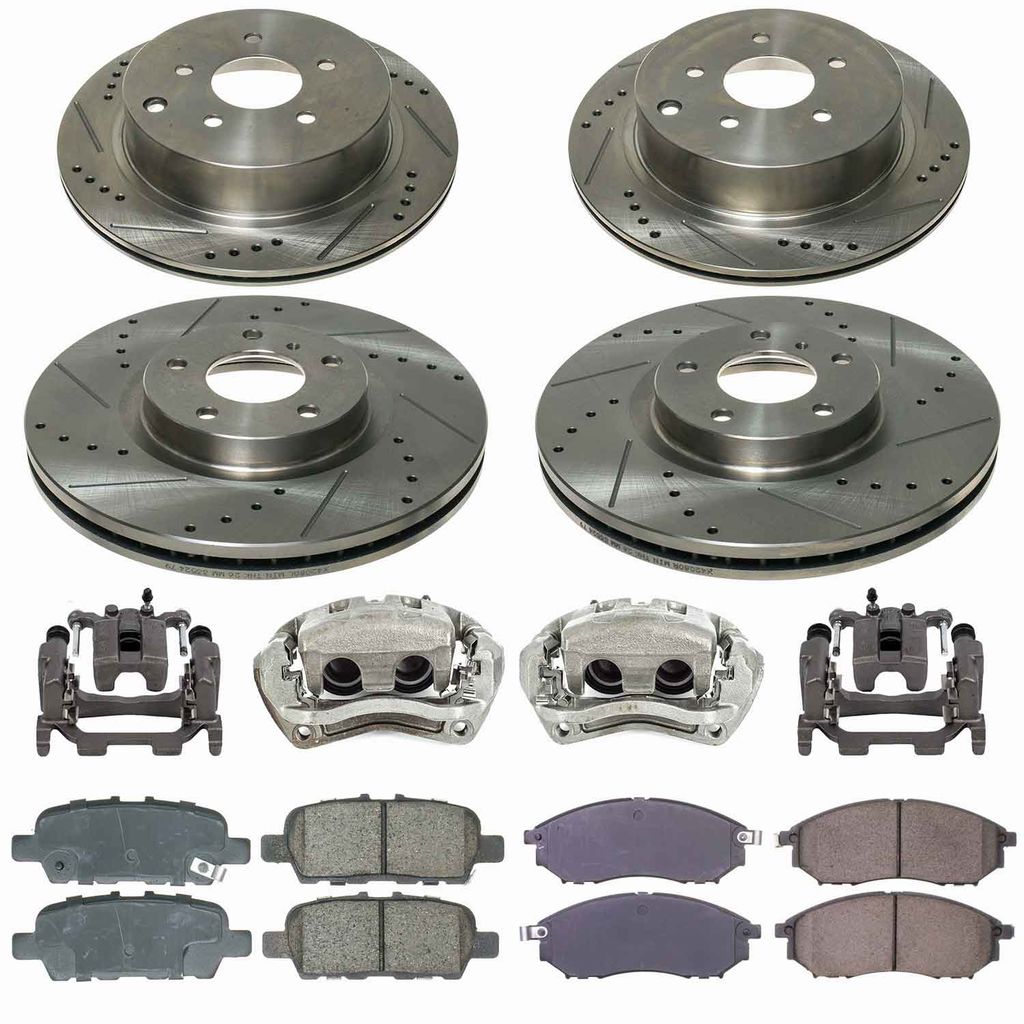 Callahan CCD115077B - Brake Kit with Drilled & Slotted Rotors, Calipers, and Ceramic Pads, 4-Wheeel Set