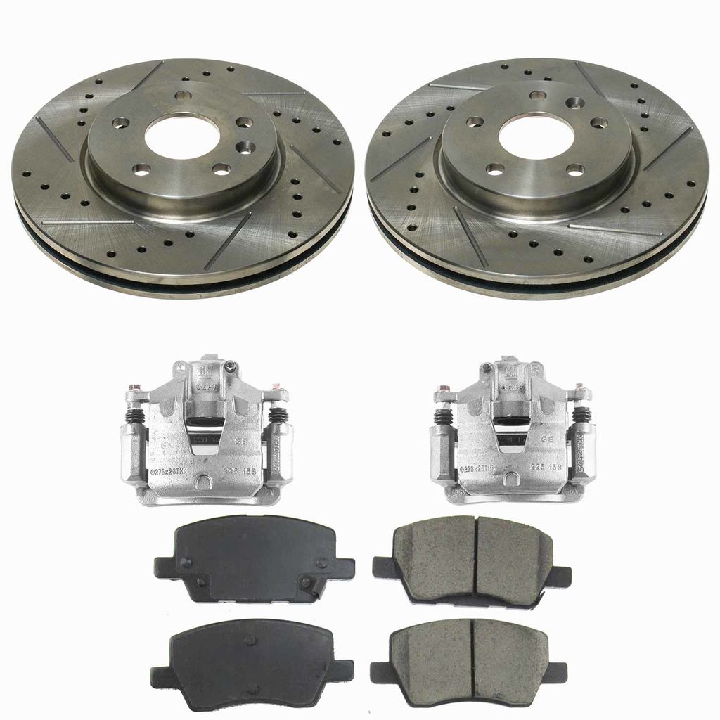 Callahan CCD115556 - Brake Kit with Drilled & Slotted Rotors, Calipers, and Ceramic Pads, 2-Wheeel Set
