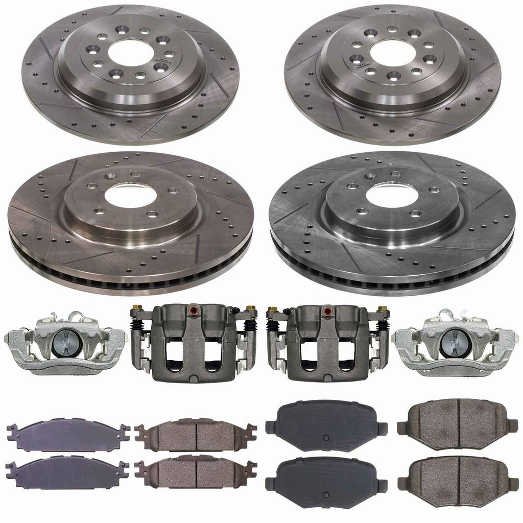 Callahan CCD115849 - Brake Kit with Drilled & Slotted Rotors, Calipers, and Ceramic Pads, 4-Wheeel Set