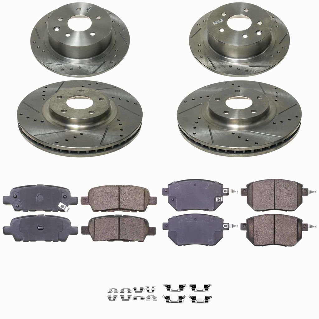 Callahan K014611 - Brake Kit with Drilled & Slotted Rotors and Ceramic Pads, 4-Wheeel Set