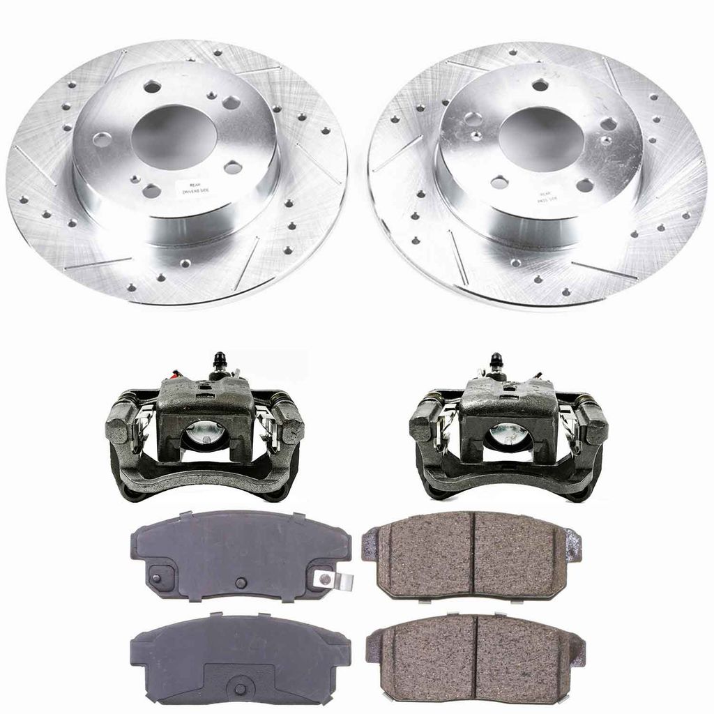 Callahan K023638 - Brake Kit with Drilled & Slotted Rotors, Calipers, and Ceramic Pads, 2-Wheeel Set