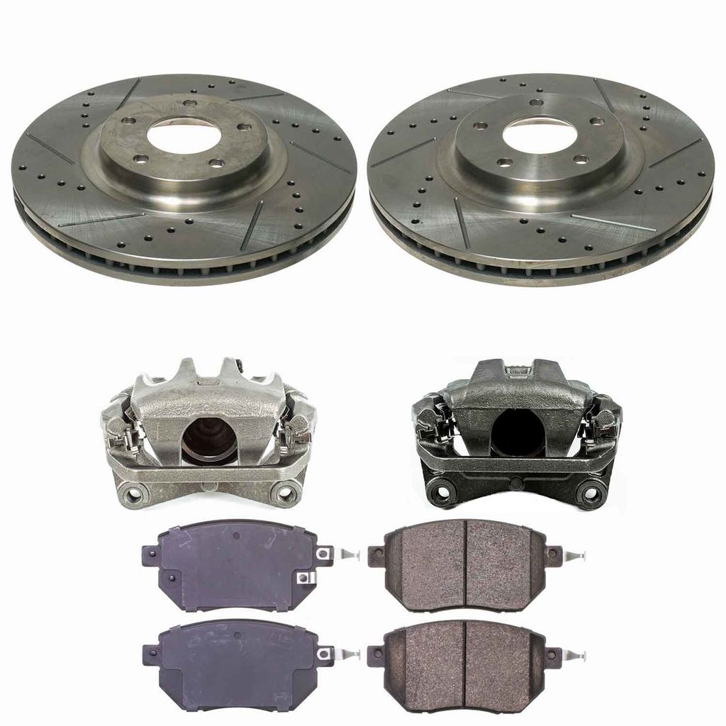 Callahan K023660 - Brake Kit with Drilled & Slotted Rotors, Calipers, and Ceramic Pads, 2-Wheeel Set
