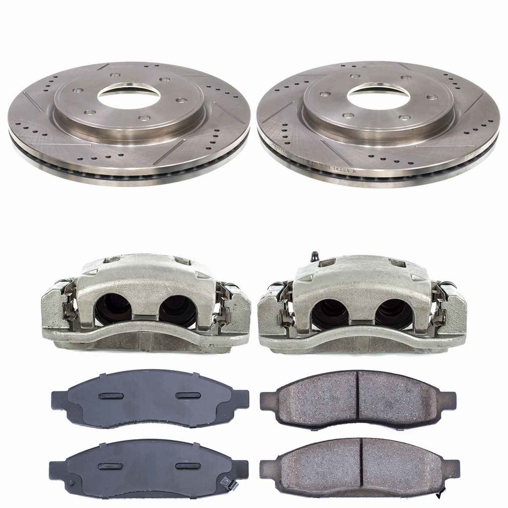 Callahan K023701 - Brake Kit with Drilled & Slotted Rotors, Calipers, and Ceramic Pads, 2-Wheeel Set
