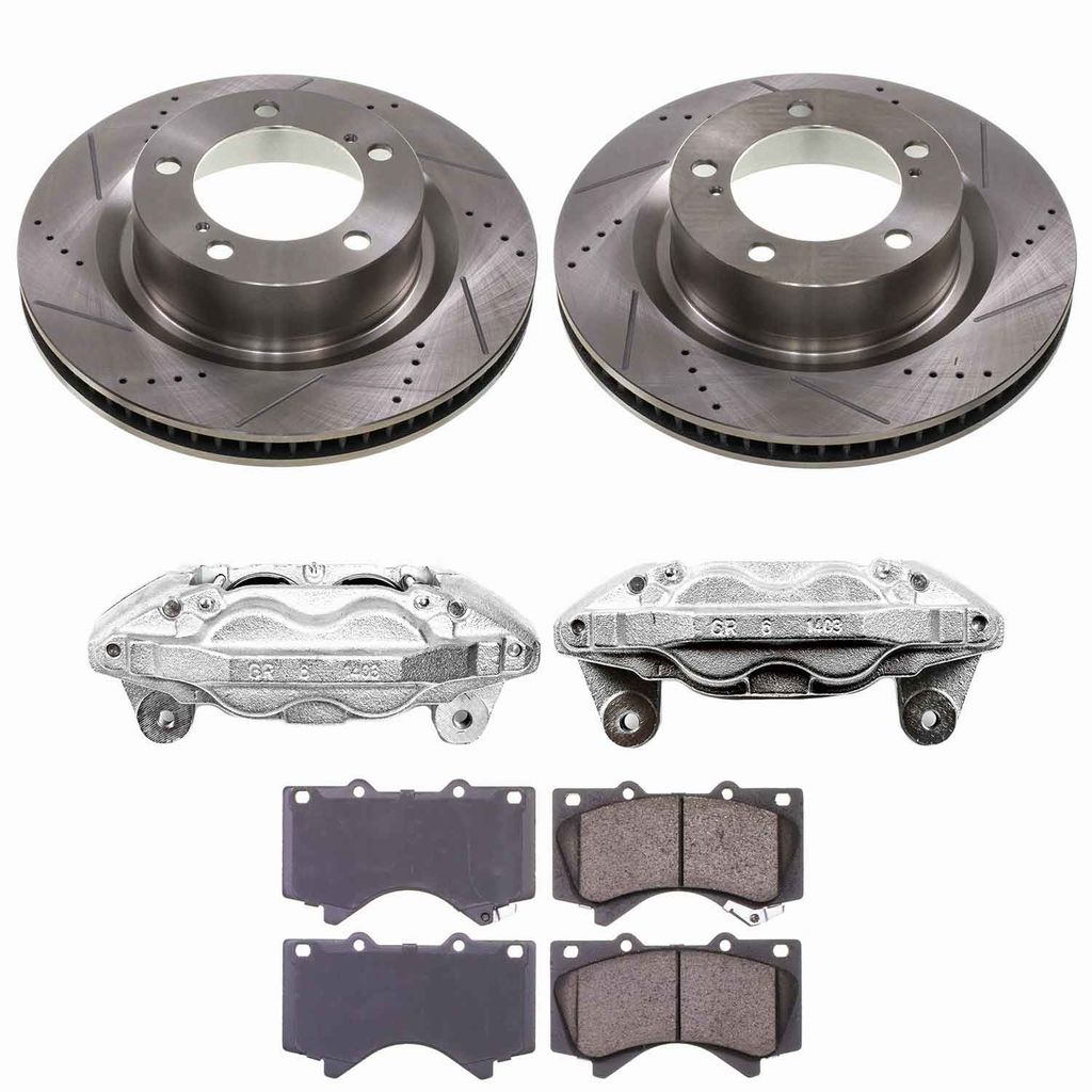 Callahan K023727 - Brake Kit with Drilled & Slotted Rotors, Calipers, and Ceramic Pads, 2-Wheeel Set