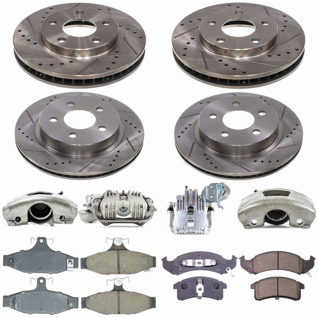Callahan K023766 - Brake Kit with Drilled & Slotted Rotors, Calipers, and Ceramic Pads, 4-Wheeel Set
