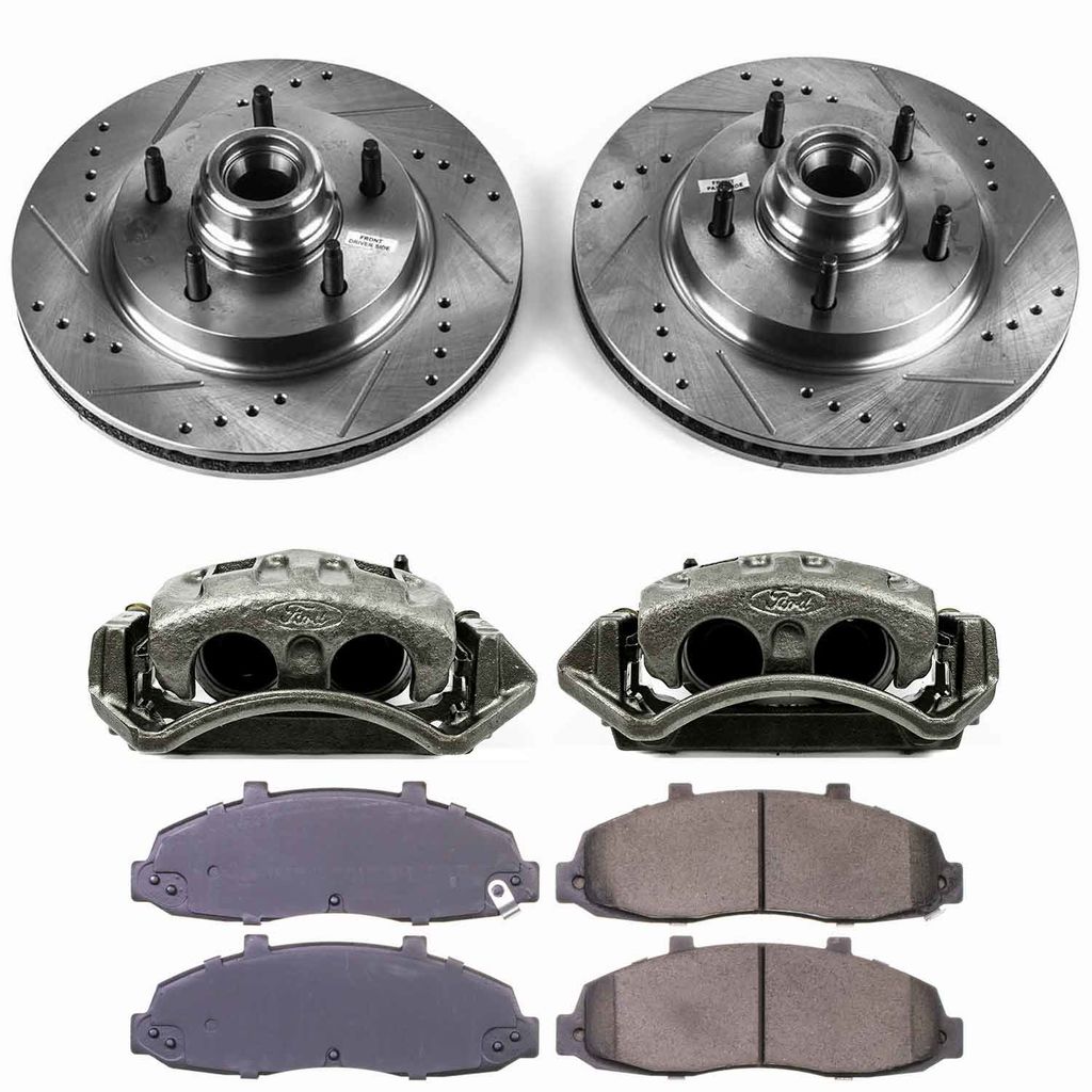 Callahan K023767 - Brake Kit with Drilled & Slotted Rotors, Calipers, and Ceramic Pads, 2-Wheeel Set