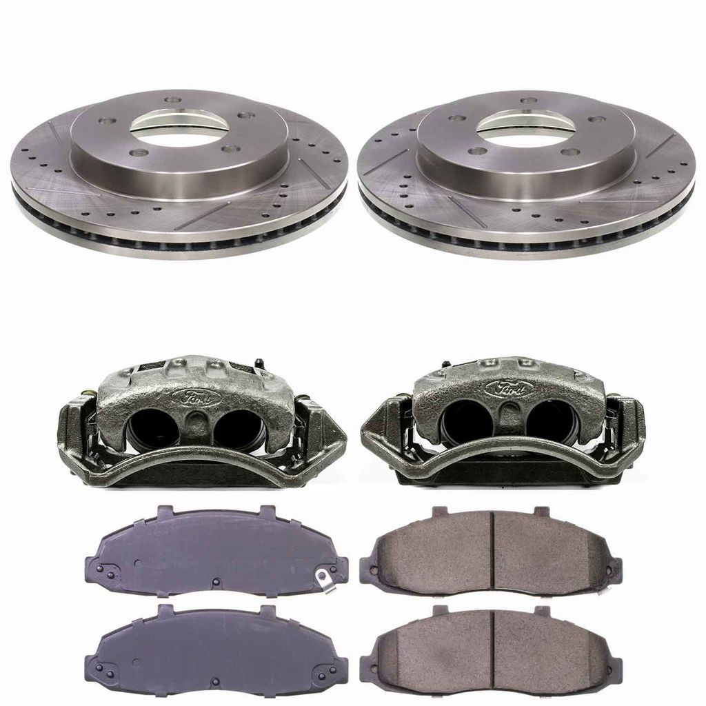 Callahan K023769 - Brake Kit with Drilled & Slotted Rotors, Calipers, and Ceramic Pads, 2-Wheeel Set