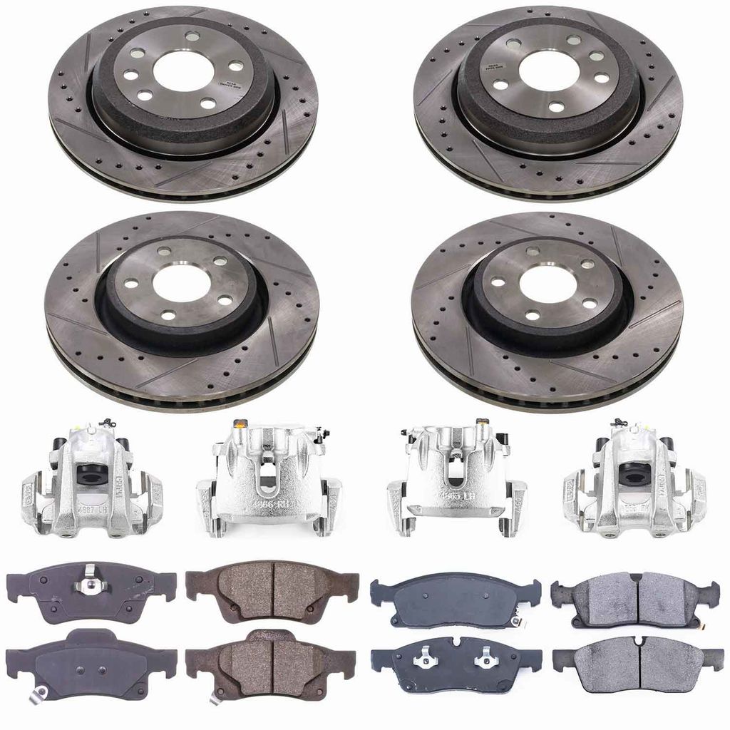 Callahan K035592 - Brake Kit with Drilled & Slotted Rotors, Calipers, and Ceramic Pads, 4-Wheeel Set