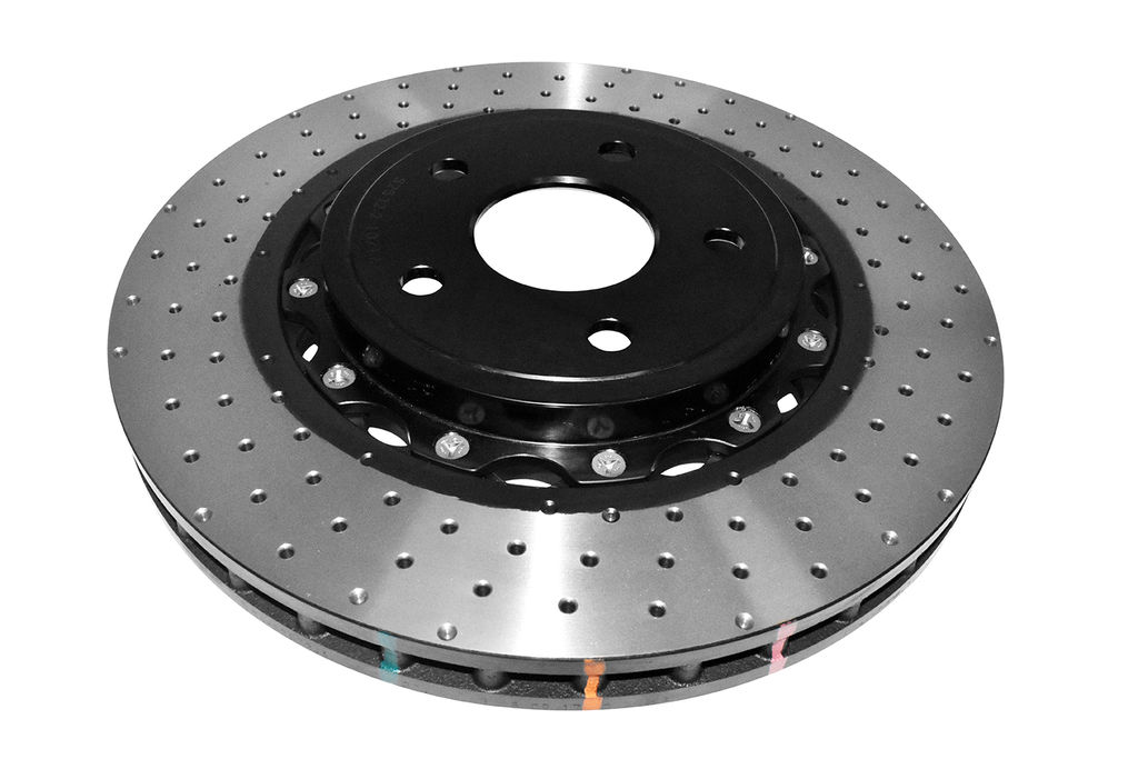 DBA DBA52532BLKXD - Drilled and Dimpled 5000 Series XD Black 2 Piece Brake Rotor with Kangaroo Paw Vanes, Sold Individually