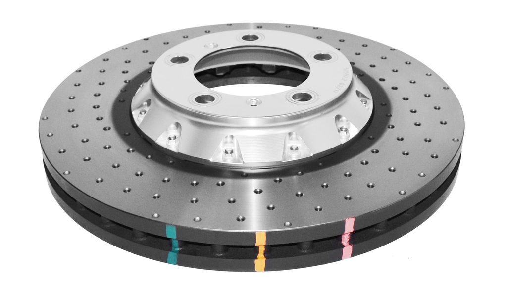 DBA DBA52592SLVXD - Drilled and Dimpled 5000 Series XD Silver 2 Piece Brake Rotor with Kangaroo Paw Vanes, Sold Individually