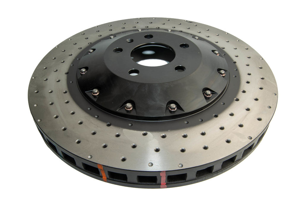 DBA DBA52778BLKXD - Drilled and Dimpled 5000 Series XD Black Anodized 2 Piece Brake Rotor with Kangaroo Paw Vanes, Sold Individually