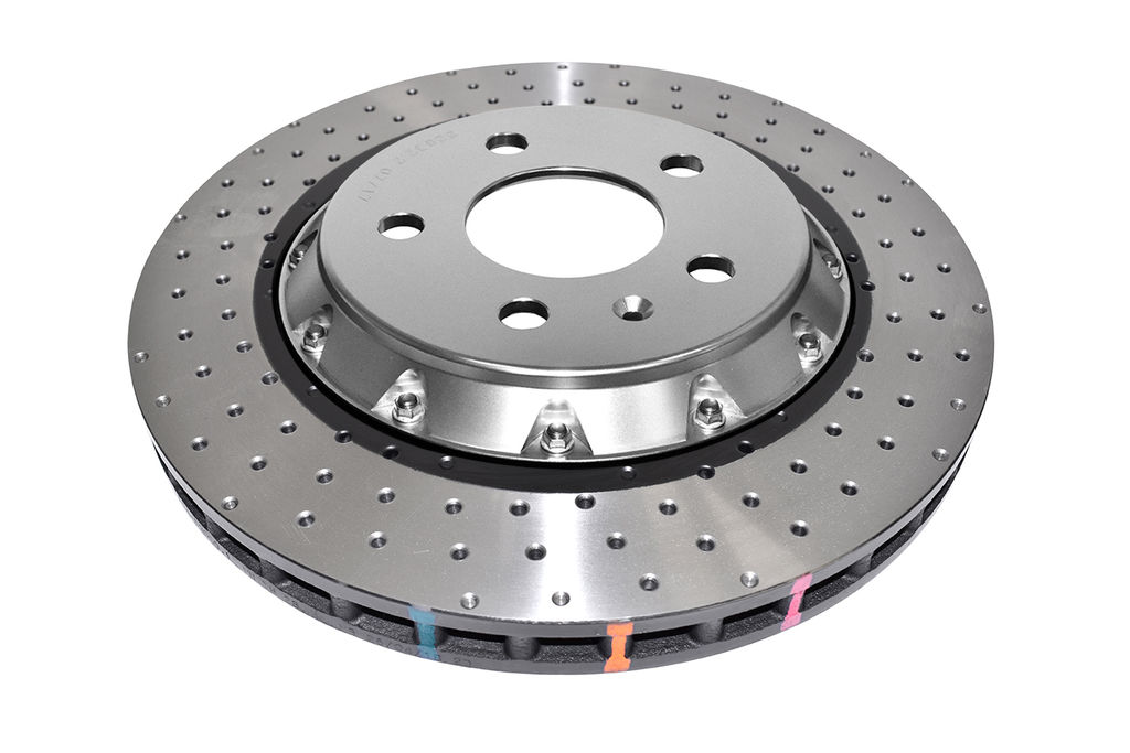 DBA DBA52844SLVXD - Drilled and Dimpled 5000 Series XD Clear Anodized 2 Piece Brake Rotor with Kangaroo Paw Vanes, Sold Individually