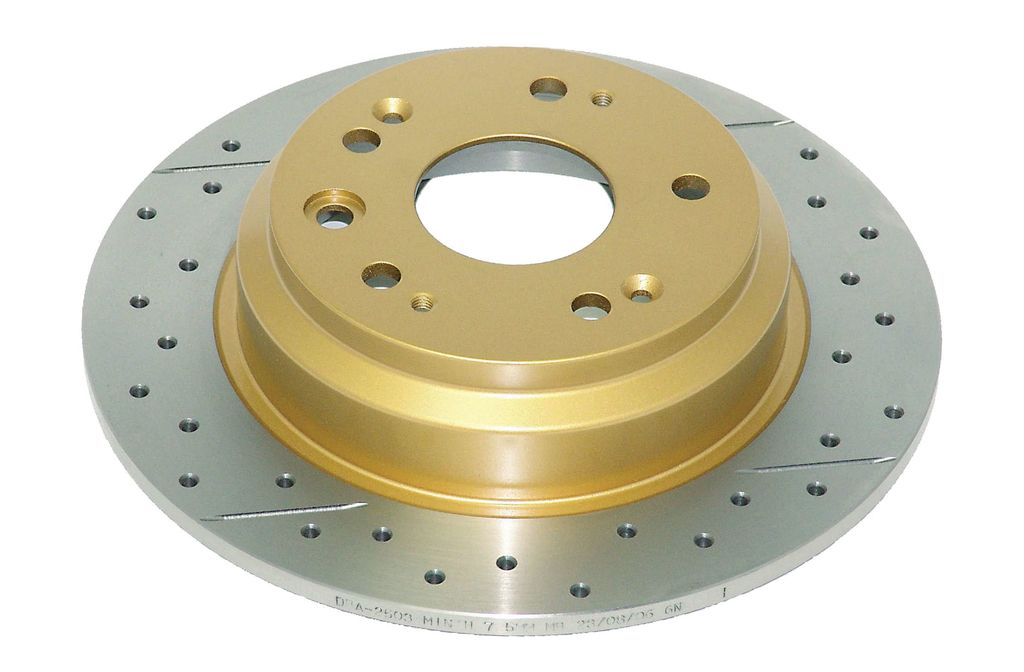 DBA DBA2503X - Street Series Gold Cross-drilled/Slotted Brake Rotor, Sold Individually