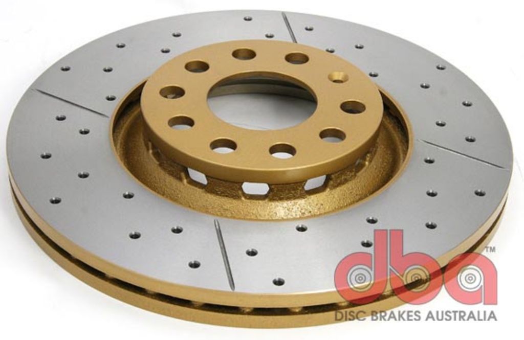 DBA DBA2800X - Street Series Gold Cross-drilled/Slotted Brake Rotor, Sold Individually