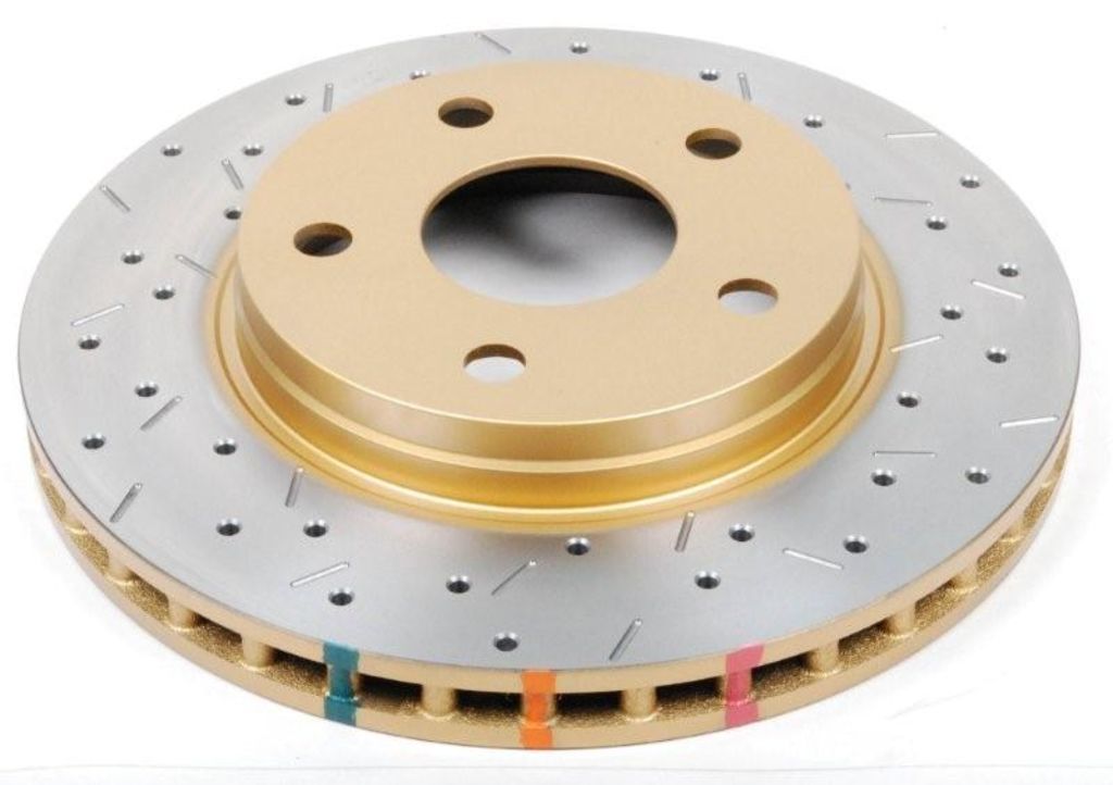 Drilled and Slotted 4000 Series XS Gold Brake Rotor with Kangaroo Paw Vanes, Sold Individually