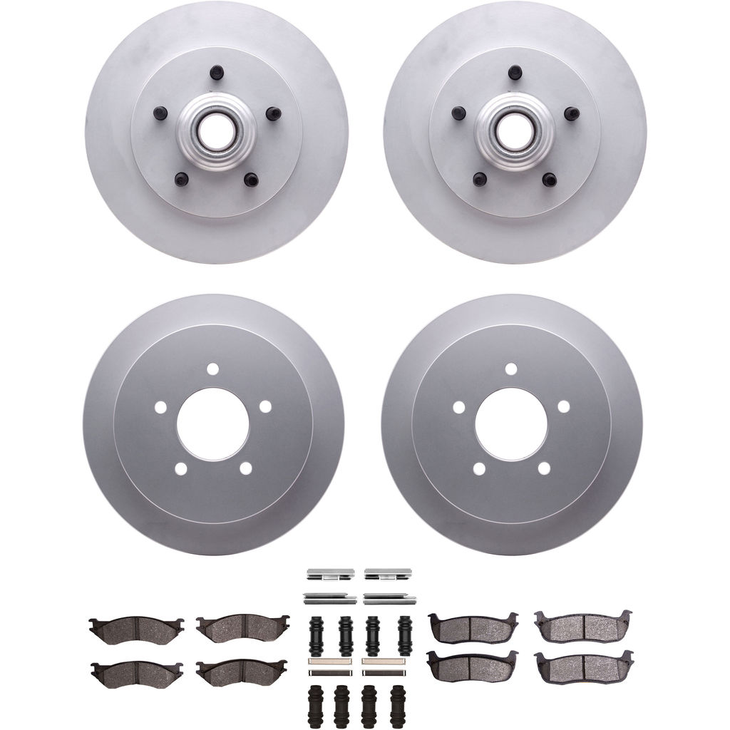 Dynamic Friction 4314-54014 - Brake Kit - Coated Brake Rotors and 3000 Ceramic Brake Pads with Hardware
