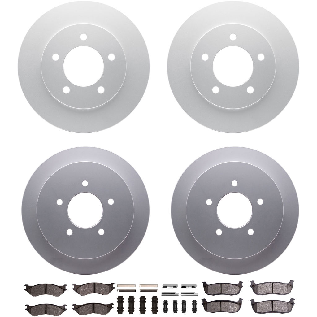 Dynamic Friction 4314-54015 - Brake Kit - Coated Brake Rotors and 3000 Ceramic Brake Pads with Hardware