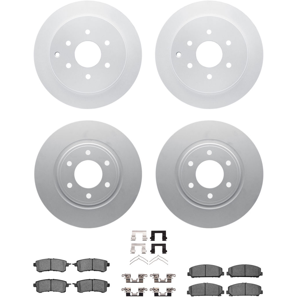 Dynamic Friction 4314-68007 - Brake Kit - Coated Brake Rotors and 3000 Ceramic Brake Pads with Hardware