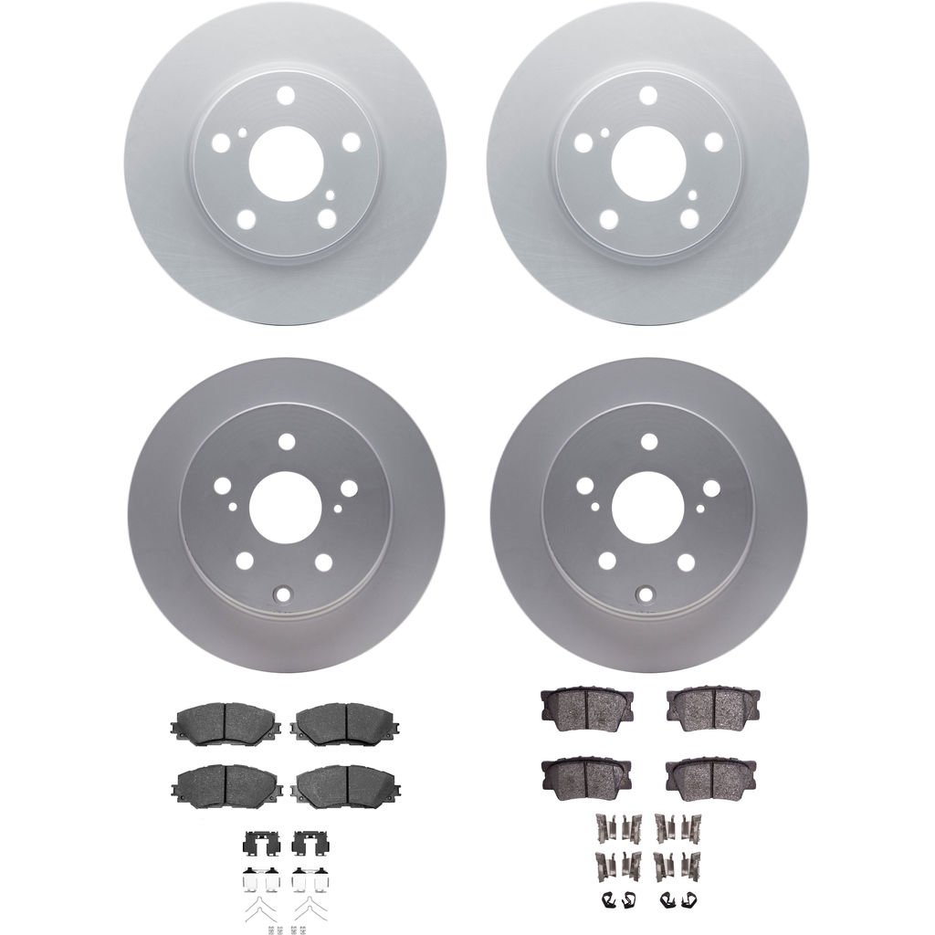 Dynamic Friction 4314-76052 - Brake Kit - Coated Brake Rotors and 3000 Ceramic Brake Pads with Hardware