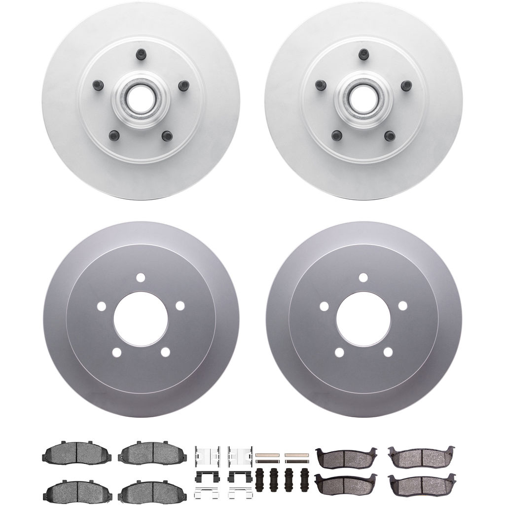Dynamic Friction 4314-54012 - Brake Kit - Coated Brake Rotors and 3000 Ceramic Brake Pads with Hardware