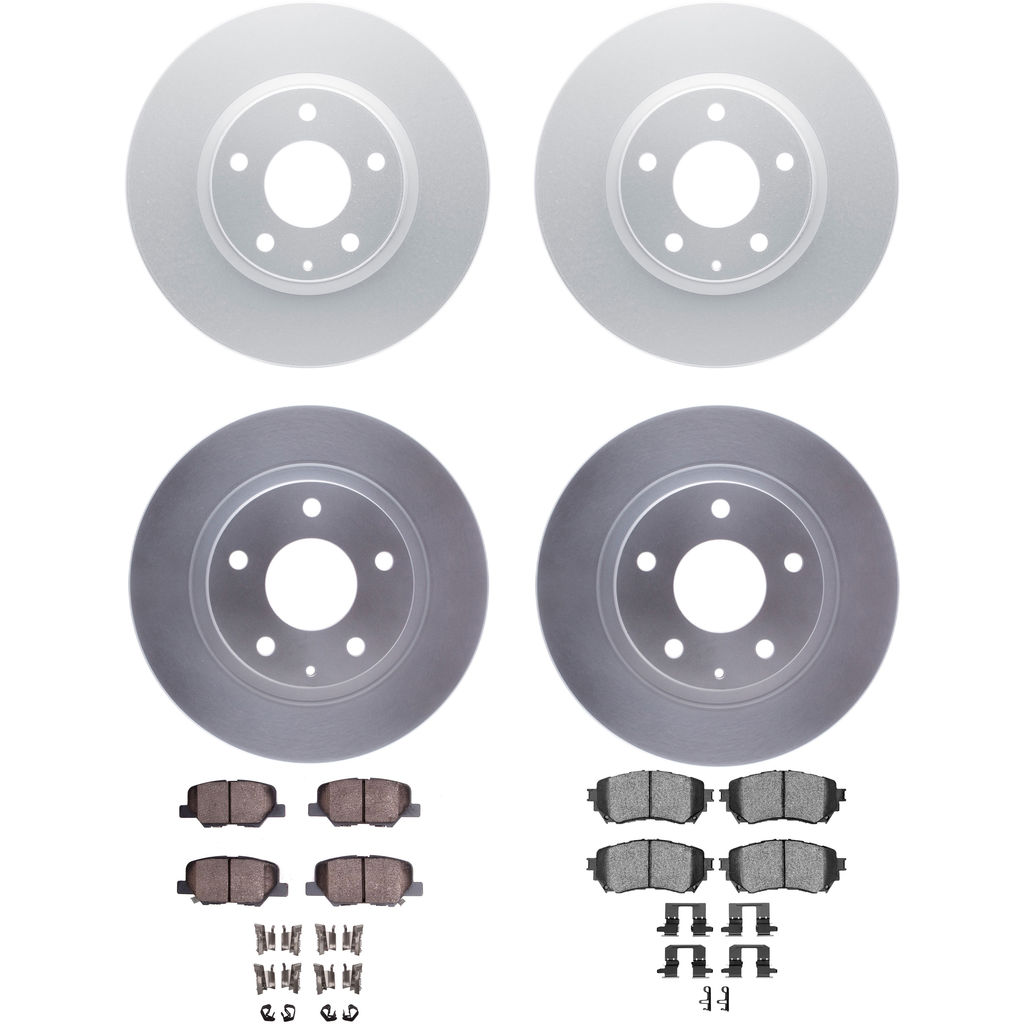 Dynamic Friction 4314-80021 - Brake Kit - Coated Brake Rotors and 3000 Ceramic Brake Pads with Hardware