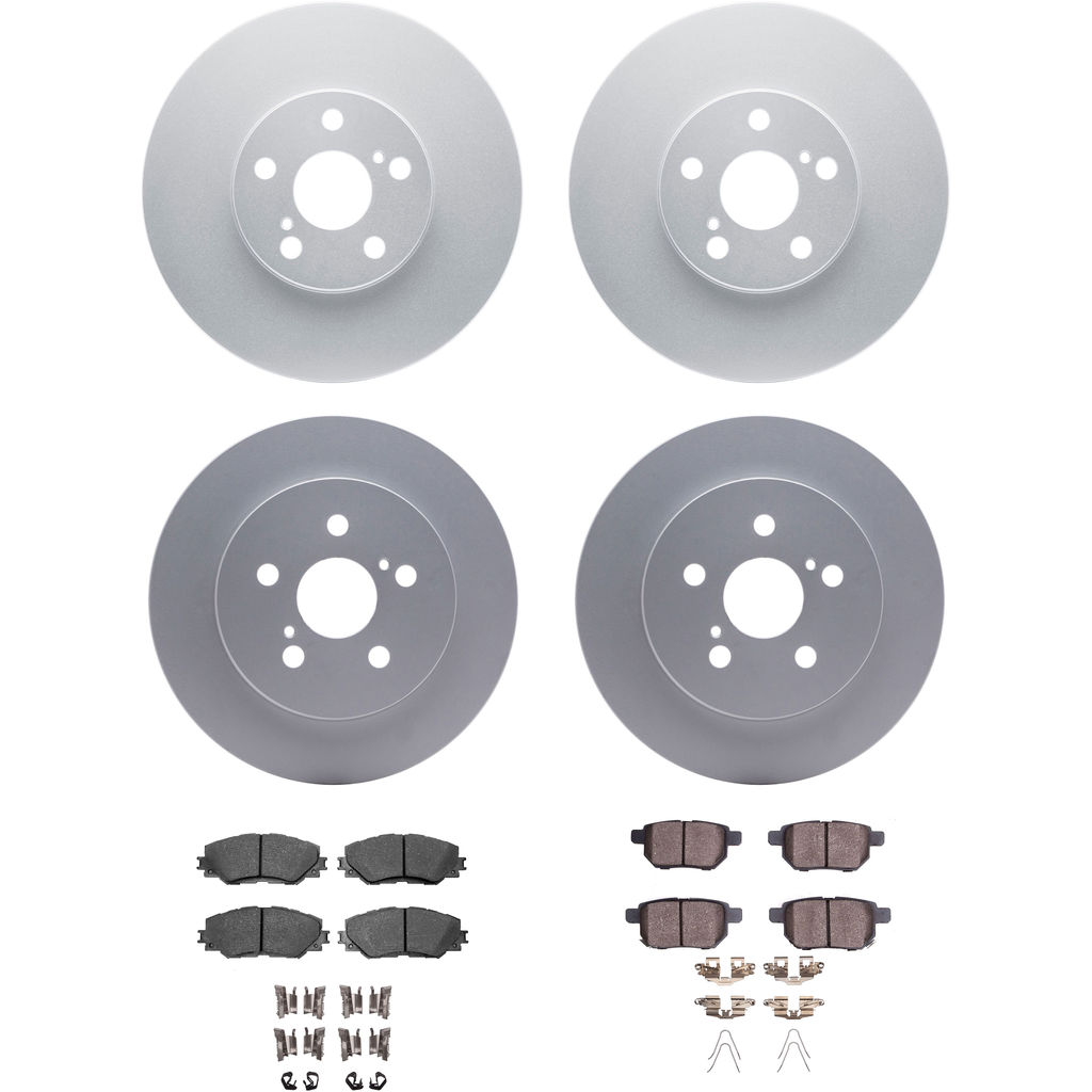 Dynamic Friction 4314-76048 - Brake Kit - Coated Brake Rotors and 3000 Ceramic Brake Pads with Hardware
