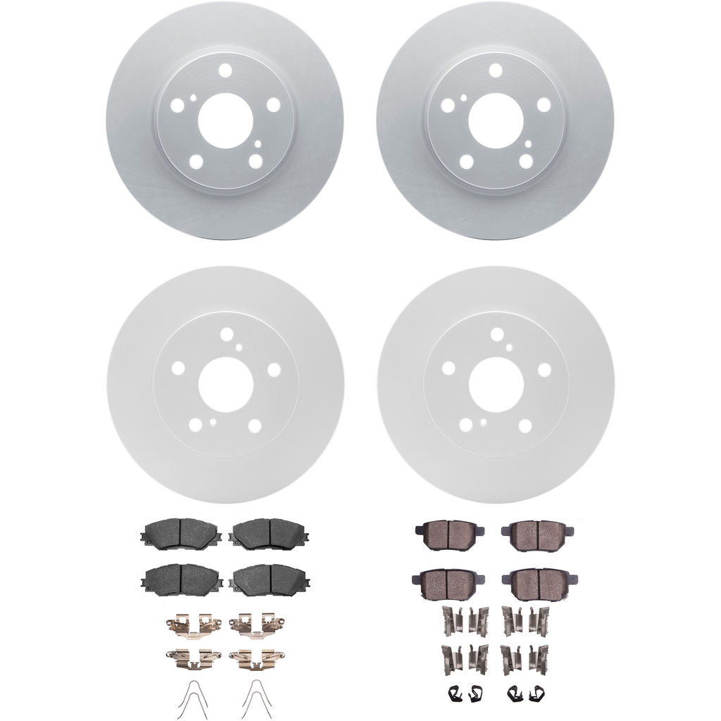 Dynamic Friction 4314-76051 - Brake Kit - Coated Brake Rotors and 3000 Ceramic Brake Pads with Hardware