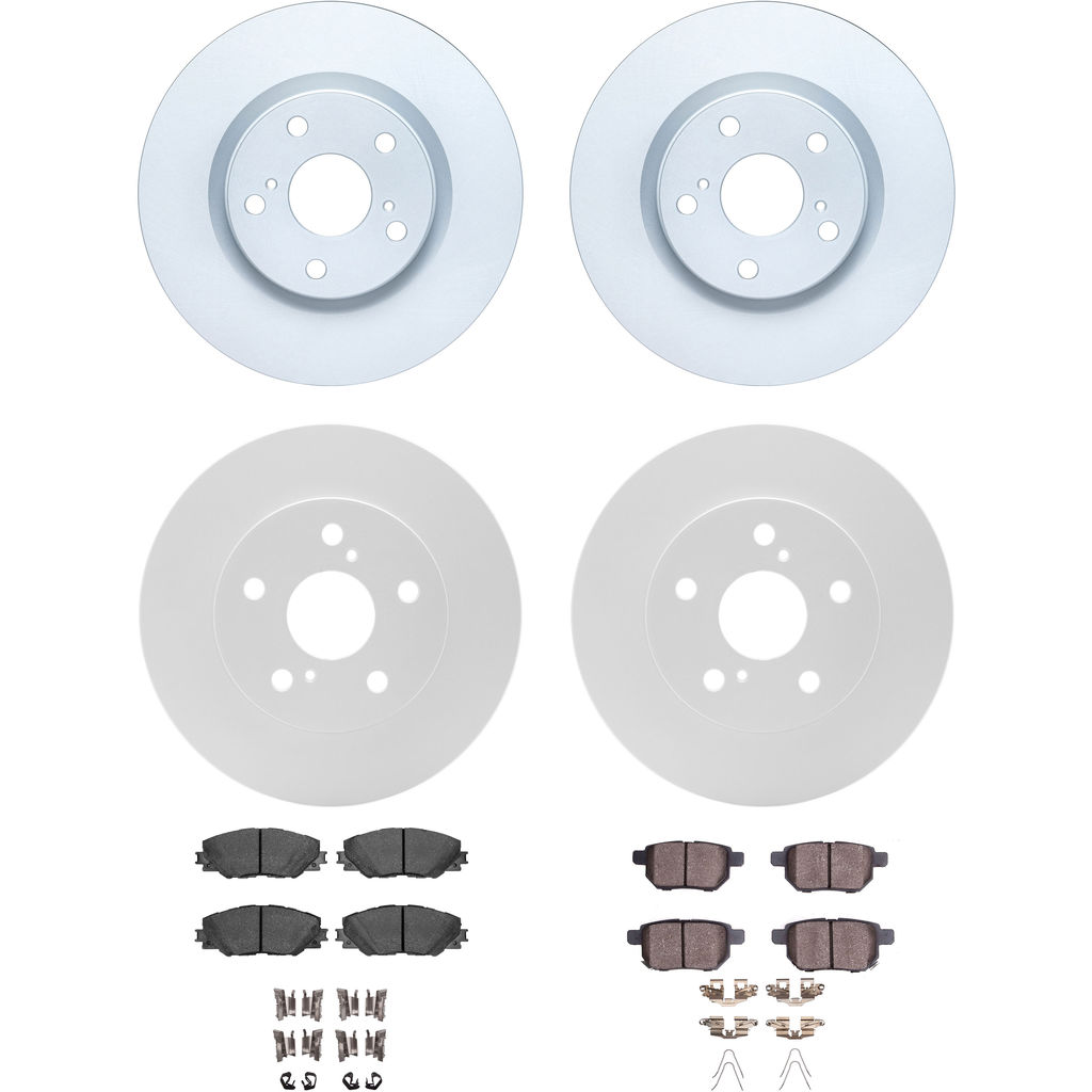 Dynamic Friction 4314-76054 - Brake Kit - Coated Brake Rotors and 3000 Ceramic Brake Pads with Hardware