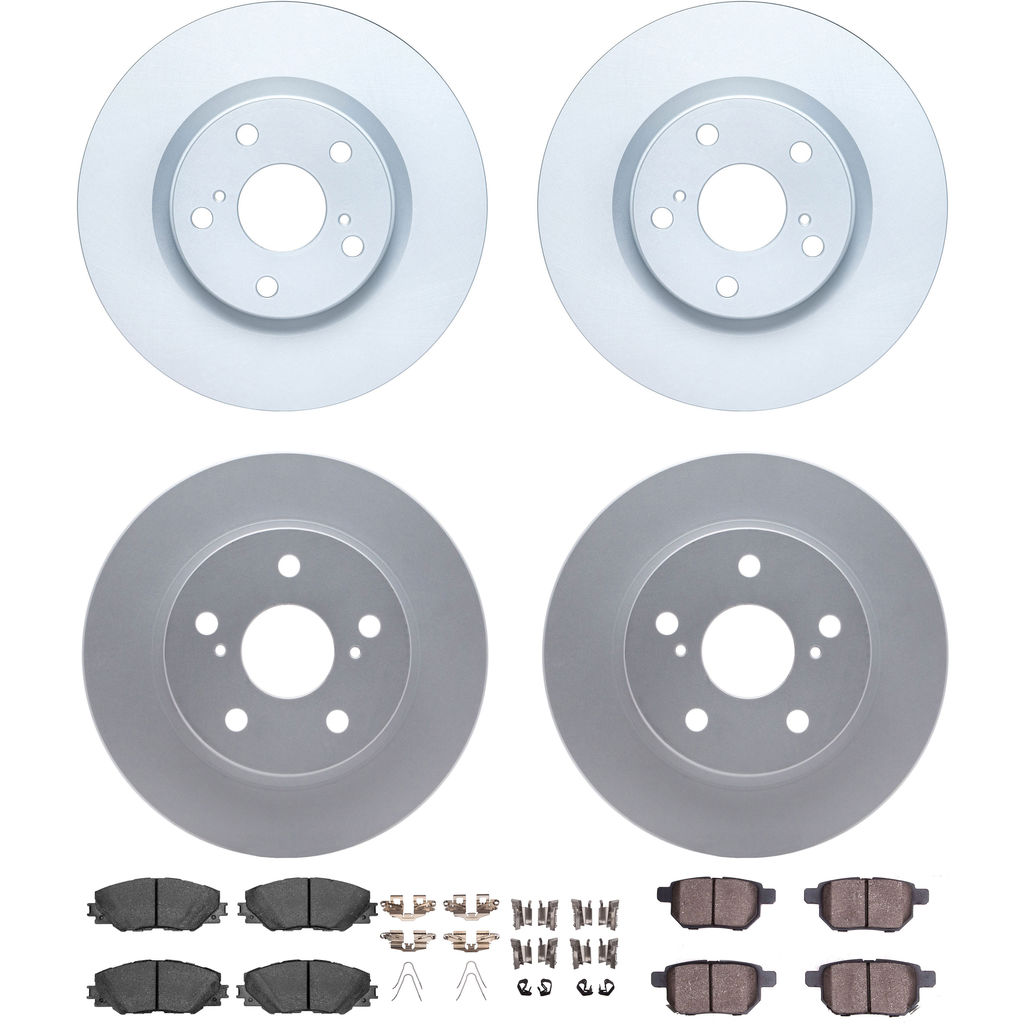 Dynamic Friction 4314-76056 - Brake Kit - Coated Brake Rotors and 3000 Ceramic Brake Pads with Hardware