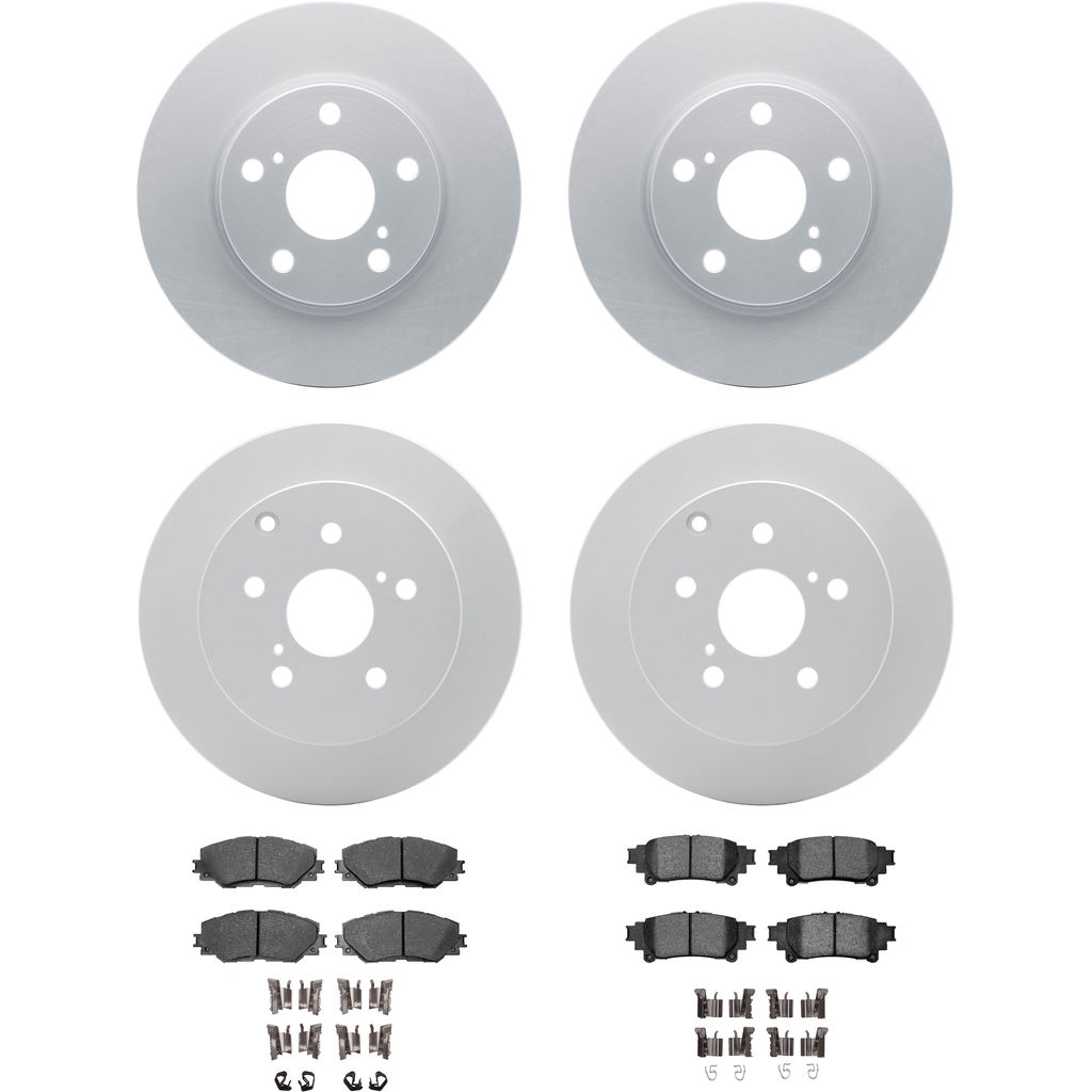Dynamic Friction 4314-76050 - Brake Kit - Coated Brake Rotors and 3000 Ceramic Brake Pads with Hardware