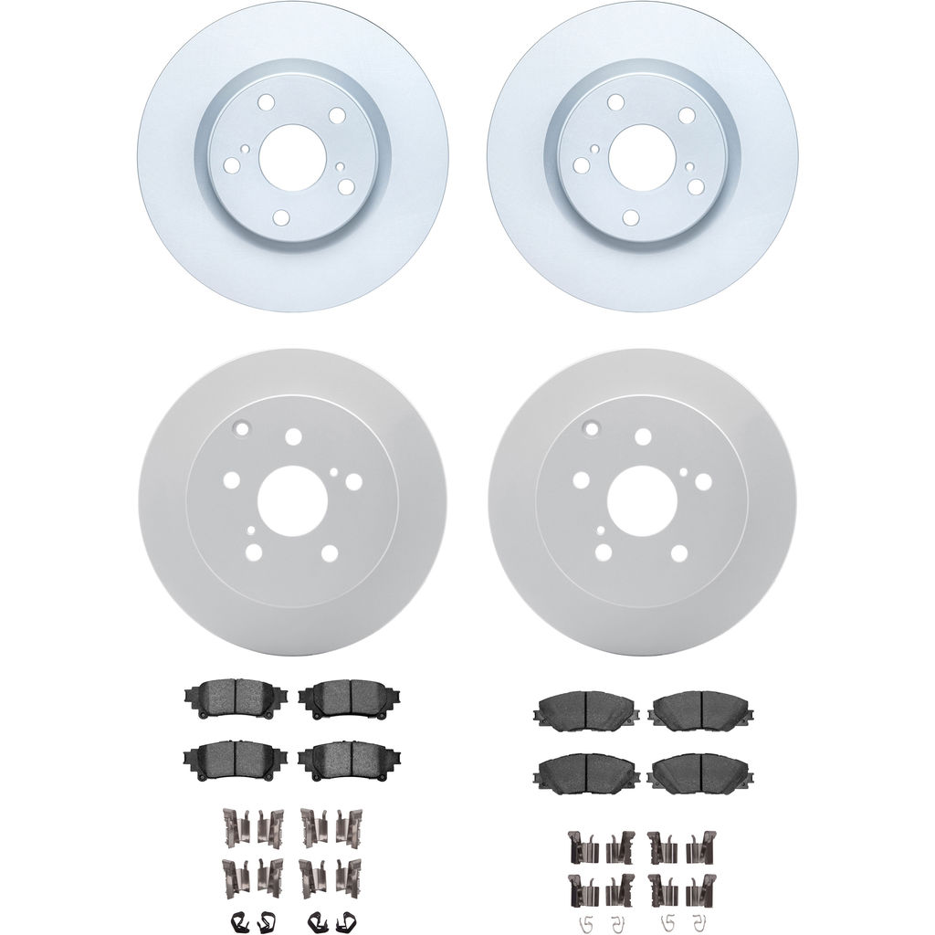 Dynamic Friction 4314-76053 - Brake Kit - Coated Brake Rotors and 3000 Ceramic Brake Pads with Hardware